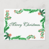 Simple Elegant Green Leaf Decor Merry Christmas Ho Feestdagenkaart (Voorkant)