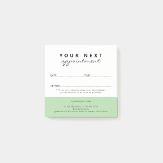Simple Elegant Green White Salon Appointment Post-it® Notes