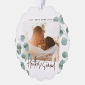 Simple Elegant Greenery Merry and Married Photo Ornament Kaart (Links)