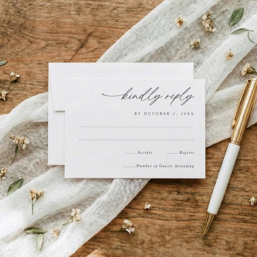 Simple Elegant Handwriting Wedding RSVP Kaartje