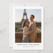 Simple Elegant Happiest Holidays Newlywed Photo Feestdagenkaart (Voorkant)