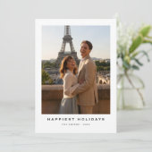 Simple Elegant Happiest Holidays Newlywed Photo Feestdagenkaart (Staand voorkant)