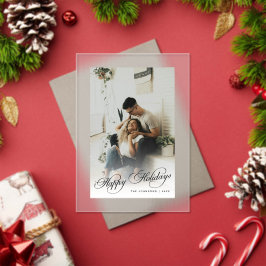 Simple Elegant Happy Holidays Photo Christmas Card Acryl Uitnodigingen