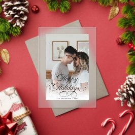 Simple Elegant Happy Holidays Photo Christmas Card Acryl Uitnodigingen