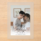 Simple Elegant Happy Holidays Photo Christmas Card Acryl Uitnodigingen (Voorkant)