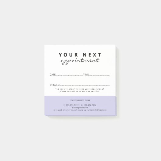 Simple Elegant Lilac White Salon Appointment Post-it® Notes (Voorkant)