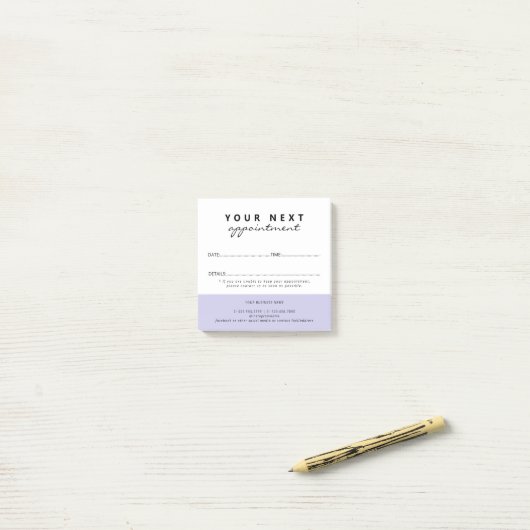 Simple Elegant Lilac White Salon Appointment Post-it® Notes (Op bureau)