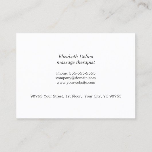 Simple Elegant Massage Therapist Reference Kaart (Achterkant)