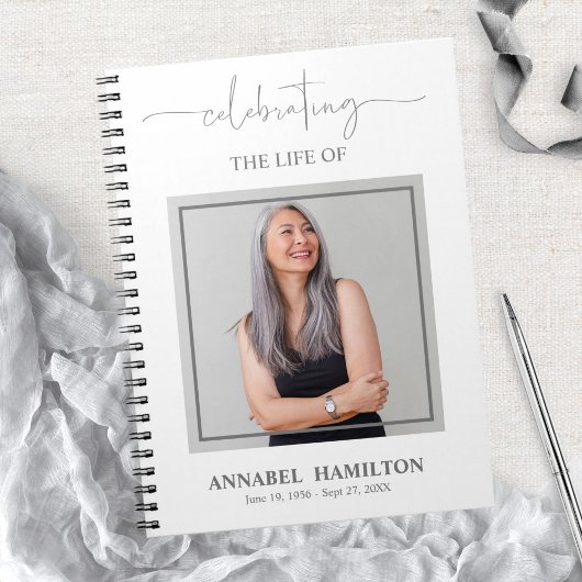 Simple Elegant Memorial Funeral Book Notitieboek