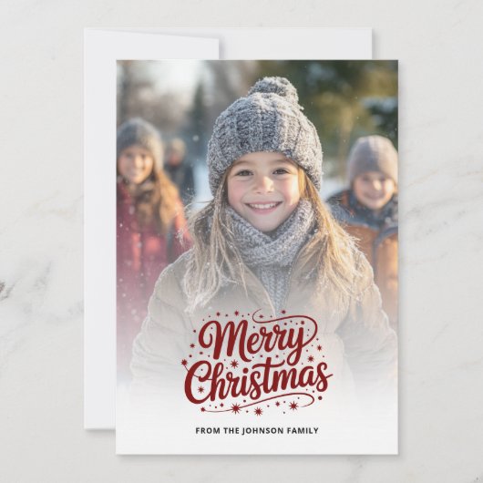 Simple Elegant Merry Christmas Photo Card Gradient Feestdagenkaart (Voorkant)