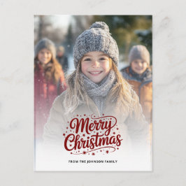 Simple Elegant Merry Christmas Photo Card Gradient Feestdagenkaart