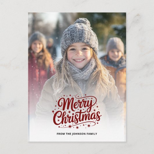 Simple Elegant Merry Christmas Photo Card Gradient Feestdagenkaart (Voorkant)