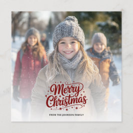 Simple Elegant Merry Christmas Photo Card Gradient Feestdagenkaart