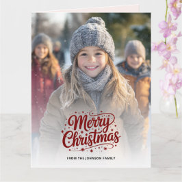 Simple Elegant Merry Christmas Photo Card Gradient Kaart