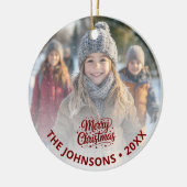 Simple Elegant Merry Christmas Photo Card Gradient Keramisch Ornament (Links)