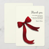 Simple Elegant Minimalist Red Bow Bedankkaart (Voorkant / Achterkant)