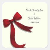 Simple Elegant Minimalist Red Bow Classic Vierkante Sticker (Voorkant)