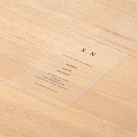 Simple Elegant Minimalist wedding Acryl Uitnodigingen (Laagn)