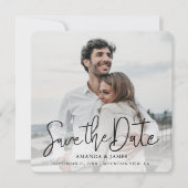 Simple Elegant Modern Black Typografie Foto Save The Date (Voorkant)