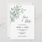 Simple Elegant Modern Greenery Save the Date (Voorkant)
