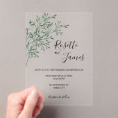 Simple Elegant Modern Greenery wedding Acryl Uitnodigingen (Insitu (Draagbaar))