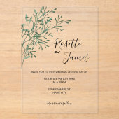 Simple Elegant Modern Greenery wedding Acryl Uitnodigingen (Voorkant)