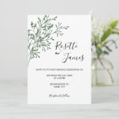 Simple Elegant Modern Greenery wedding Invitation Kaart (Staand voorkant)