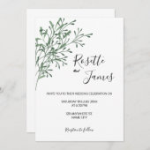 Simple Elegant Modern Greenery wedding Invitation Kaart (Voorkant / Achterkant)