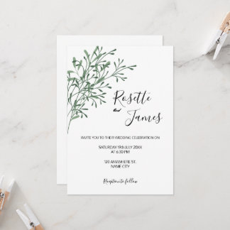 Simple Elegant Modern Greenery wedding Invitation Kaart