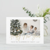 Simple Elegant Modern Happy New Year One Photo Feestdagenkaart (Staand voorkant)