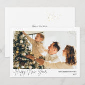 Simple Elegant Modern Happy New Year One Photo Feestdagenkaart (Voorkant / Achterkant)