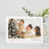 Simple Elegant Modern Happy New Year One Photo Feestdagenkaart (Staand voorkant)