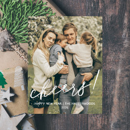 Simple Elegant Modern Happy New Year One Photo Feestdagenkaart