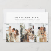 Simple Elegant Modern Happy New Year Three Photo Feestdagenkaart (Voorkant)