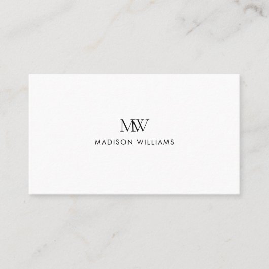Simple Elegant Modern Monogram Visitekaartje (Voorkant)