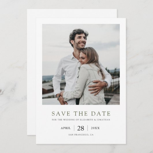 Simple Elegant Modern Multi Photo Wedding  Save The Date (Voorkant / Achterkant)