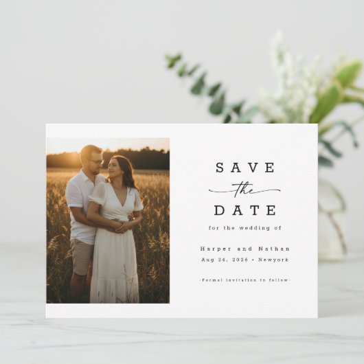 Simple Elegant Modern Photo Wedding QR Code Save The Date (Staand voorkant)