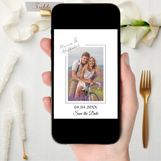 Simple elegant modern photo wedding Save the Date