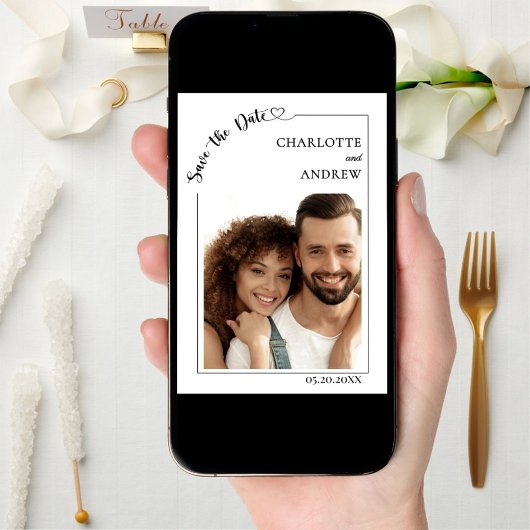 Simple elegant modern photo wedding Save the Date