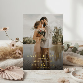 Simple Elegant Modern Photo Wedding Save the Date Folie Uitnodiging
