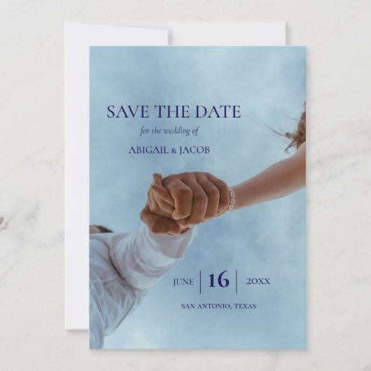 Simple Elegant Modern Photo Wedding Save the Date Kaart (Voorkant)
