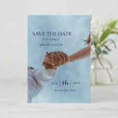 Simple Elegant Modern Photo Wedding Save the Date Kaart (Staand voorkant)