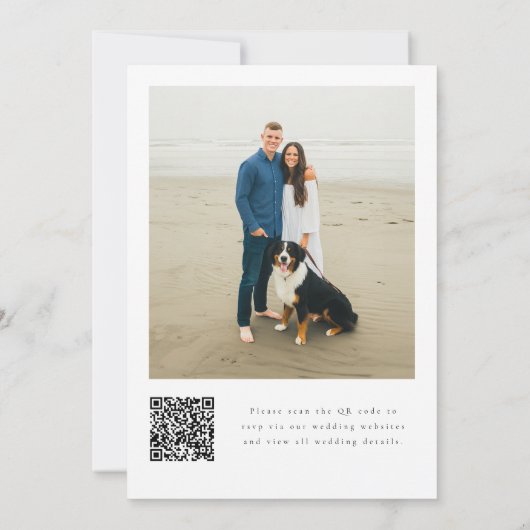 Simple Elegant Modern QR Code Photo Wedding Save The Date (Achterkant)