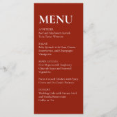 Simple Elegant  Modern Wedding Menu Red  (Voorkant)