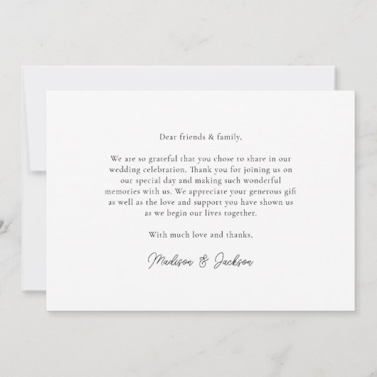 Simple Elegant Modern Wedding Photo Bedankkaart (Achterkant)