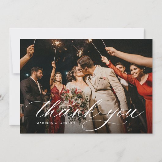 Simple Elegant Modern Wedding Photo Bedankkaart (Voorkant)