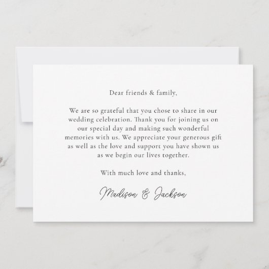 Simple Elegant Modern Wedding Photo Bedankkaart (Achterkant)