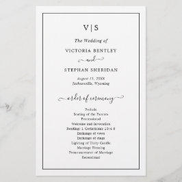 Simple Elegant Monogram Formal Wedding Programme