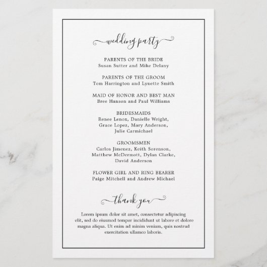 Simple Elegant Monogram Formal Wedding Programme (Achterkant)