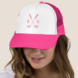Simple Elegant Monogram Initial Pink Golf Trucker Pet